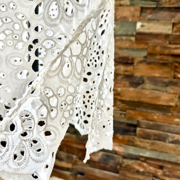 DX Collection Eyelet Button Down Dress Made in Italy White Latte NWT Size Small - Picture 7 of 10